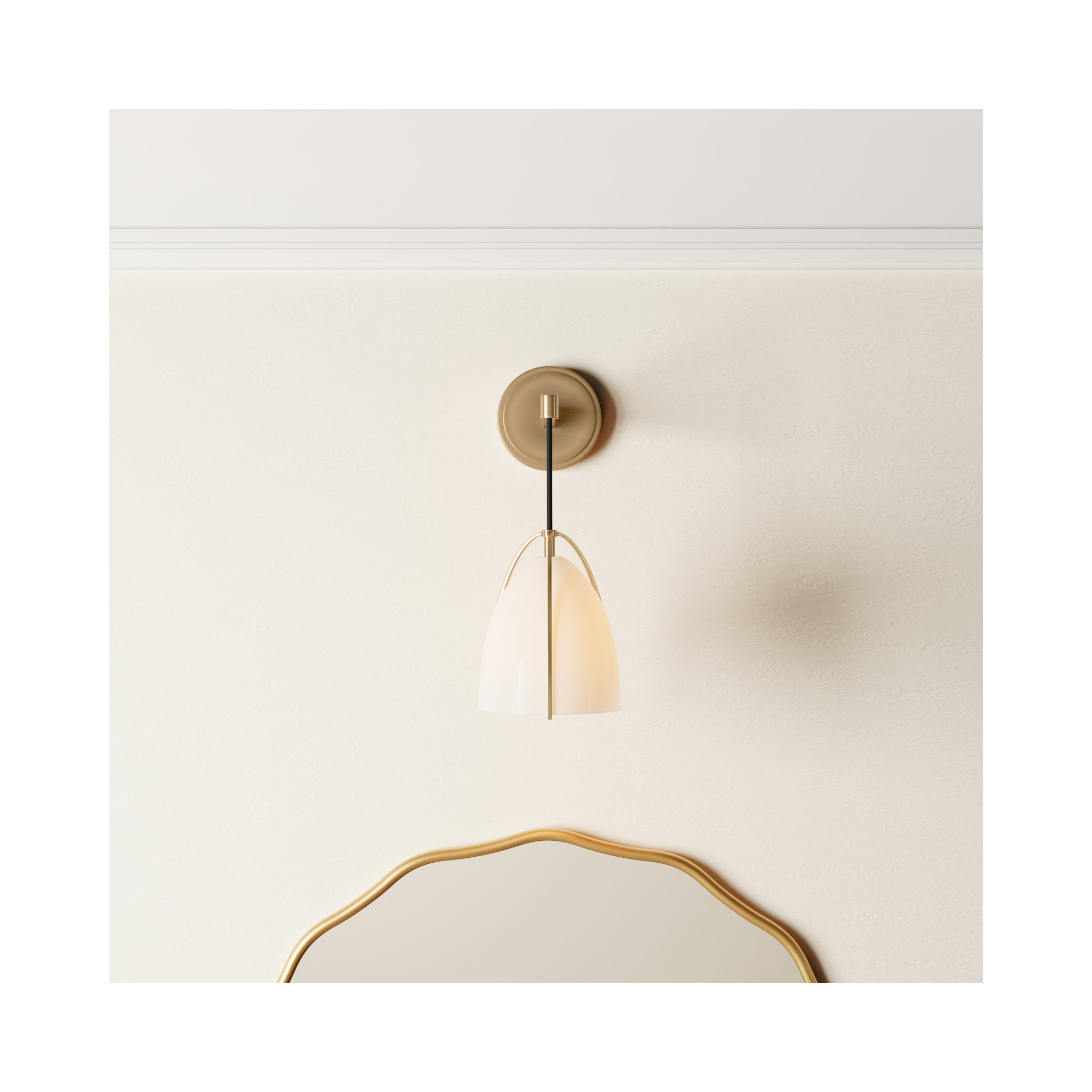 Nikki Single Dimmable Bath Sconce, Steel Matte White, No, Satin Brass