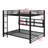 Metal Queen Over Queen Bunk Bed With Storage Cabinets And LED