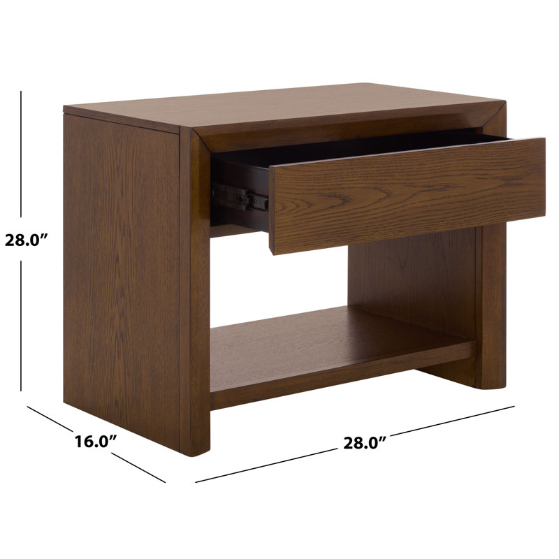 Darnell Wood 1 Drawer Nightstand, Medium Oak