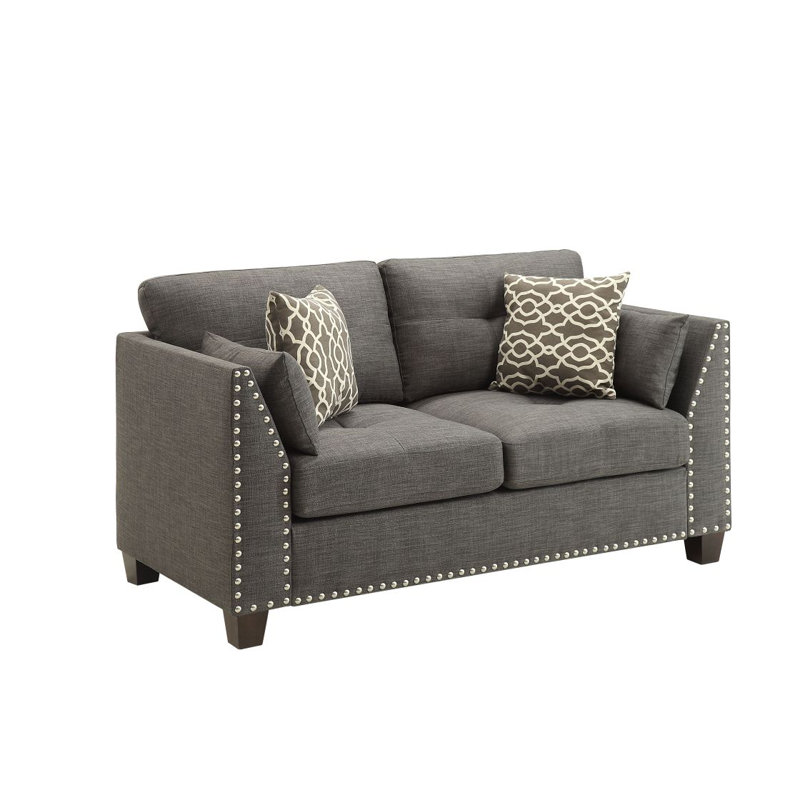 Causeuse en lin gris anthracite Laurissa avec 4 coussins