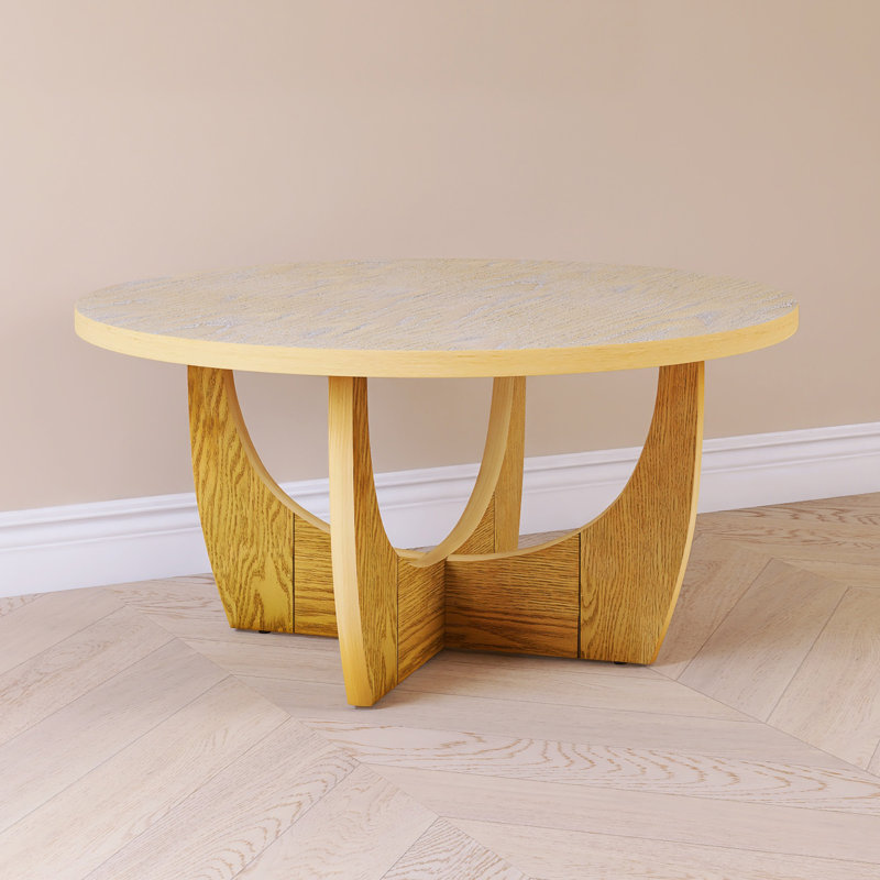Table basse ronde pour le salon, H 17 po x l 36 po x P 36 po,  Chêne