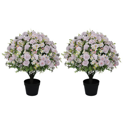 Topiaire de buis artificiel de 24 po avec fleurs de marguerite, plante en pot de soie artificielle pour l'intérieur, l'extérieur, le porche, l'entrée, le patio, la maison, le printemps, l'été et l'automne