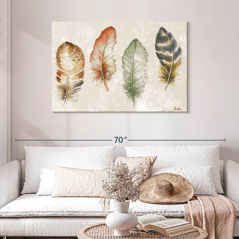 Kerner Watercolor Feathers, 30" H x 45" W