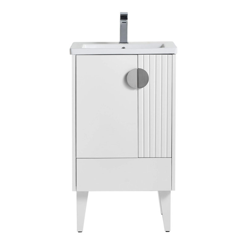 Ensemble de meuble-lavabo simple 20 po Saimah, Blanc mat, Chrome poli