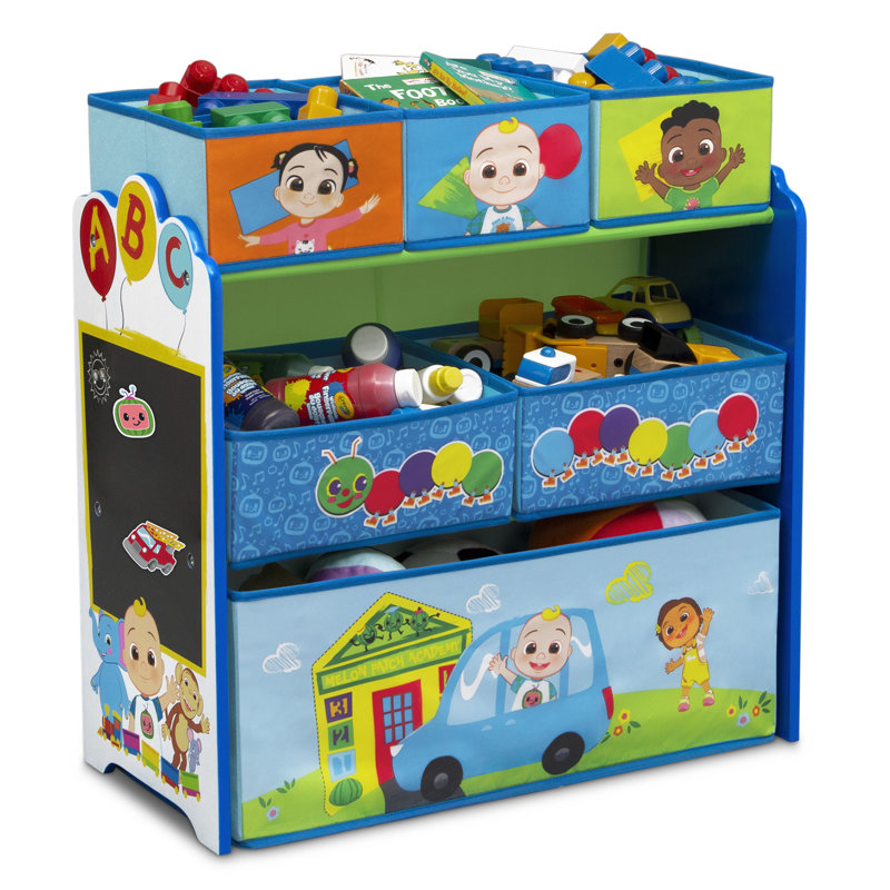 CoComelon Blue Wooden 6-Bin Toy Storage Organizer