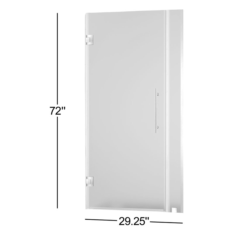 Belmore 28.25 - 29.25 x 72 Hinged Frameless Shower Door, Frosted, Matte Black