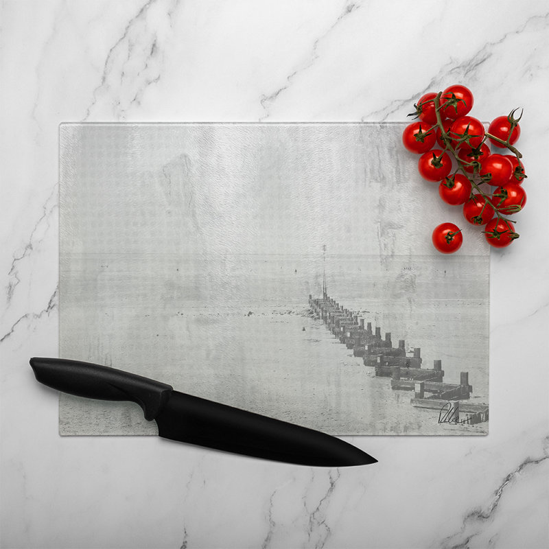 Beach Front Glass Chopping Board, 40cm L x 28cm W