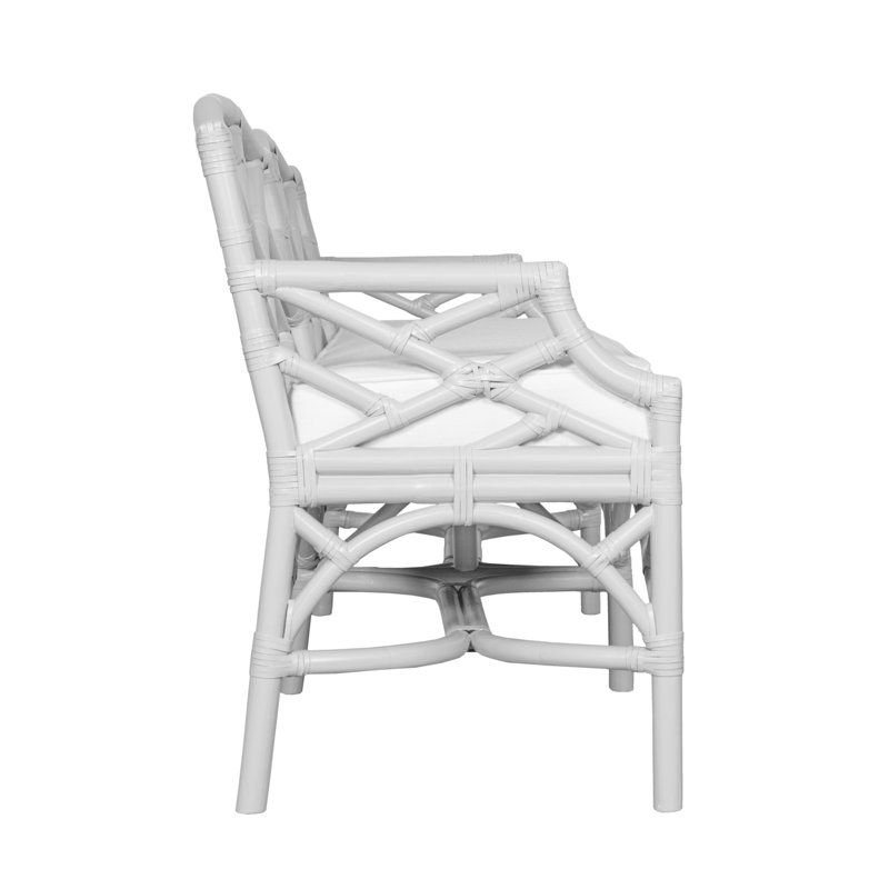 Chippendale Rattan Bench, White