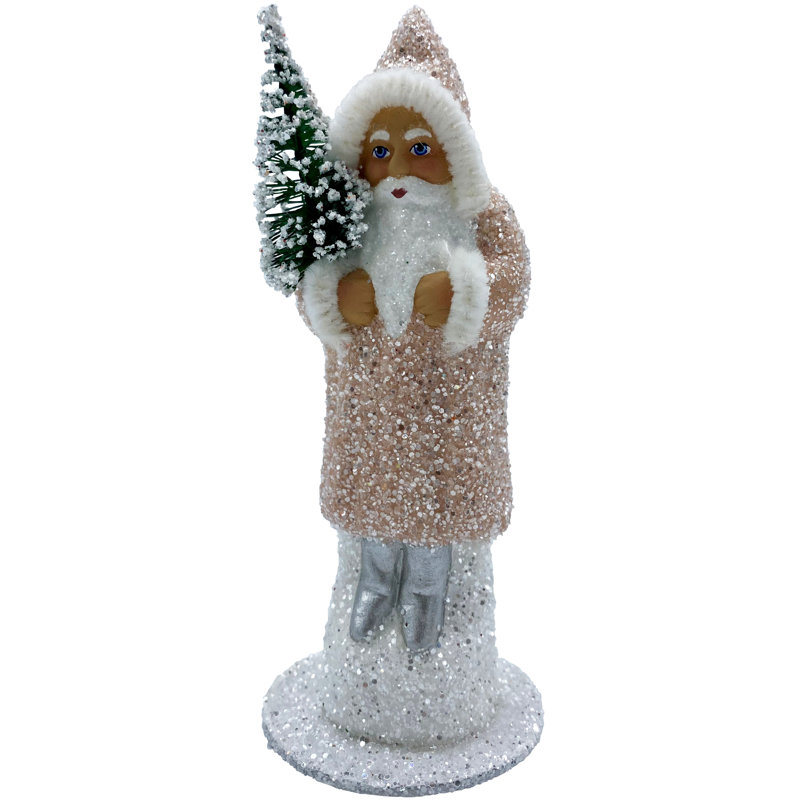 Père Noël en manteau et etbots scintillantes avec bordures