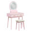 Meuble-lavabo rose avec miroir, tabouret, tiroirs spacieux et miroir