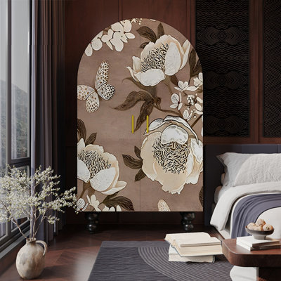 Modern Floral Arched Double-Door Wardrobe