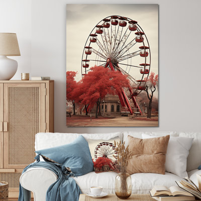 «Red Ferris Wheel Whirling Memories», reproduction sur toile encadrée