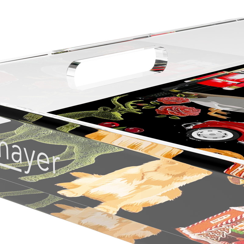 Acrylic Decorative Tray, 12"W x 12"D x 2"H, Black