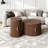 Round Fluted Coffee Table Set With Sliding Tambour Door And Storage-1904218496