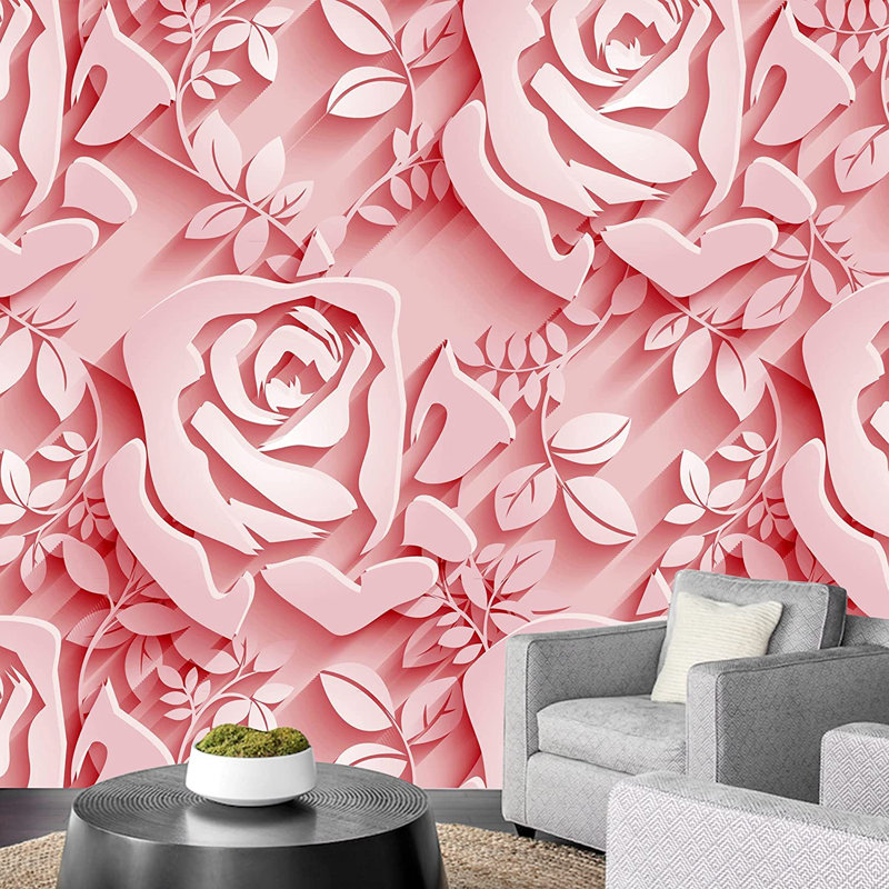 Murale rose, L 144 po x L 8,33 po, Rose