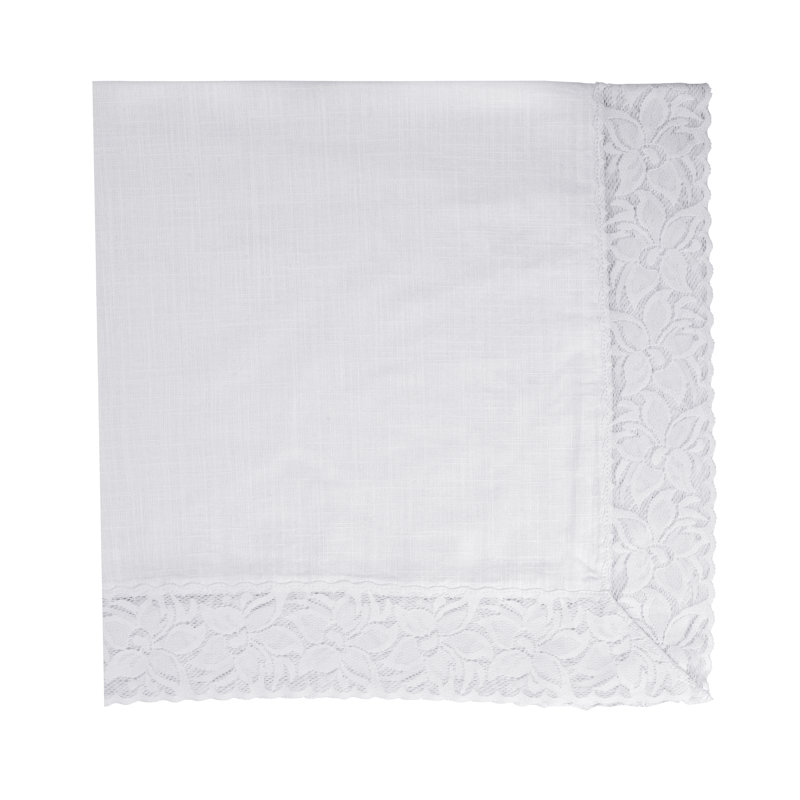 Linen Napkin With Lace Trimming, White