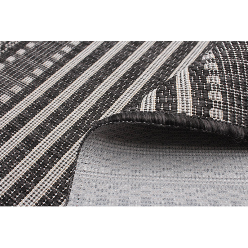Tapis intérieur / extérieur noir Bralynn, Tapis de couloir 2 pi 2 po x 6 pi 7 po