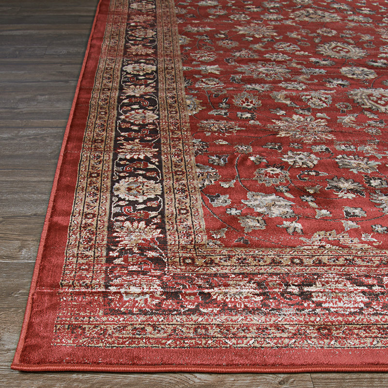 Tapis oriental rouge/noir Connors, Rectangle 2 pi x 3 pi 7 po