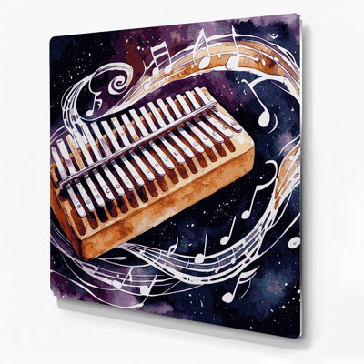 «Music Kalimba», art mural en métal mauve