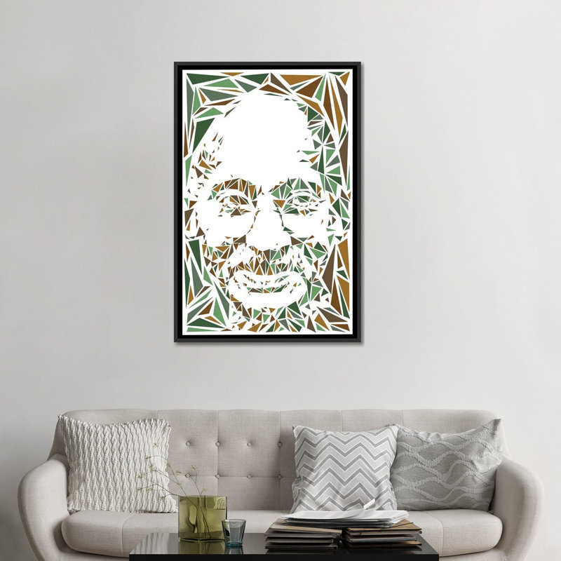 « gandhi », impression sur toile, H 48 po x l 32 po x P 1,5 po, Toile encadrée noire, Pas de tapis