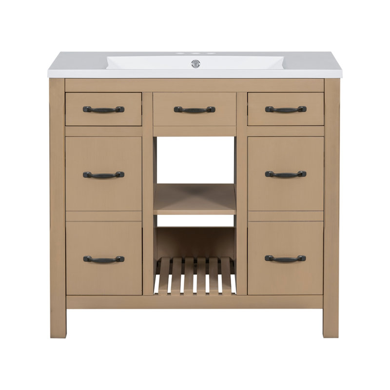 Meuble-lavabo 36 po avec lavabo sous-comptoir, Bois