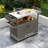 Outdoor Bar Cart, HDPE Outdoor Kitchen Cabinet Bar Table w/ Wheels,wood