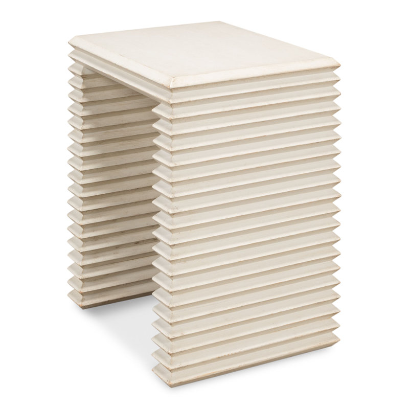 Stacked Solid Wood End Table, Antique White