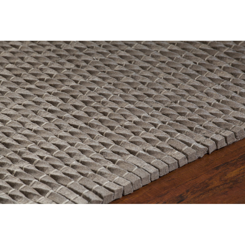 Renea Abstract Handwoven Wool Taupe Area Rug, Rectangle 7'9" x 10'6"