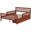 Lit plateforme en bois noyer avec garde-corps double et 2 tiroirs de rangement-195740988-195740991