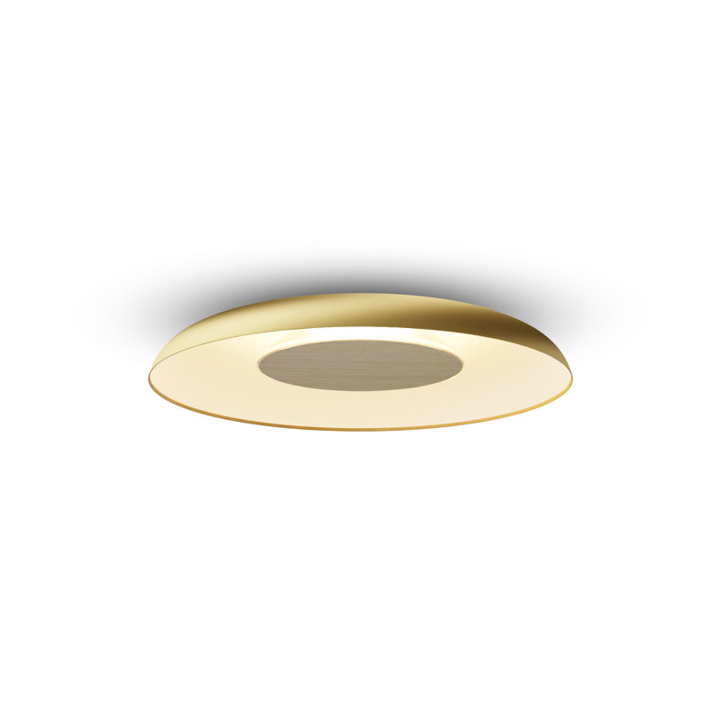 Ramen LED Flush Mounted Sconce, 3.5" H x 24" W x 24" D, White Oak/Gold/Matte White