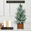 Sapin de Noël artificiel miniature de 60 cm (2 pieds) pré-illuminé, recouvert de neige floquée, petit sapin en pot avec 30 lumières DEL blanc chaud, pot en bois brun, sapin de table idéal pour la maison, le bureau et les fêtes.