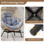 Oversized Egg Style Chair With Cushions & Headrest Heavy-duty Metal Frame For Yard-1704398445