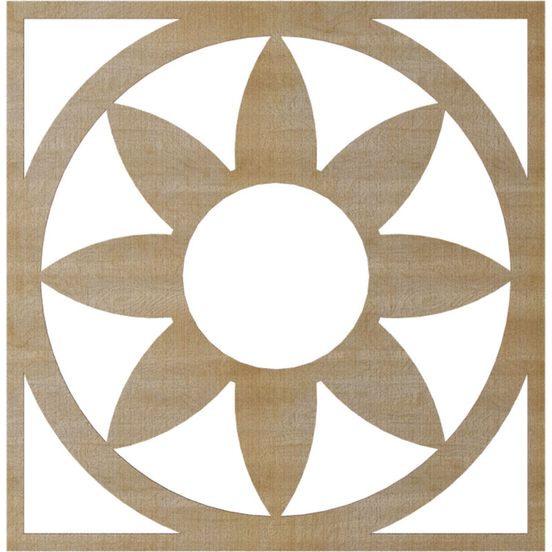 Médaillon de plafond en bois Blume, H 36 po x l 36 po x P 0,25 po, Noyer blanc