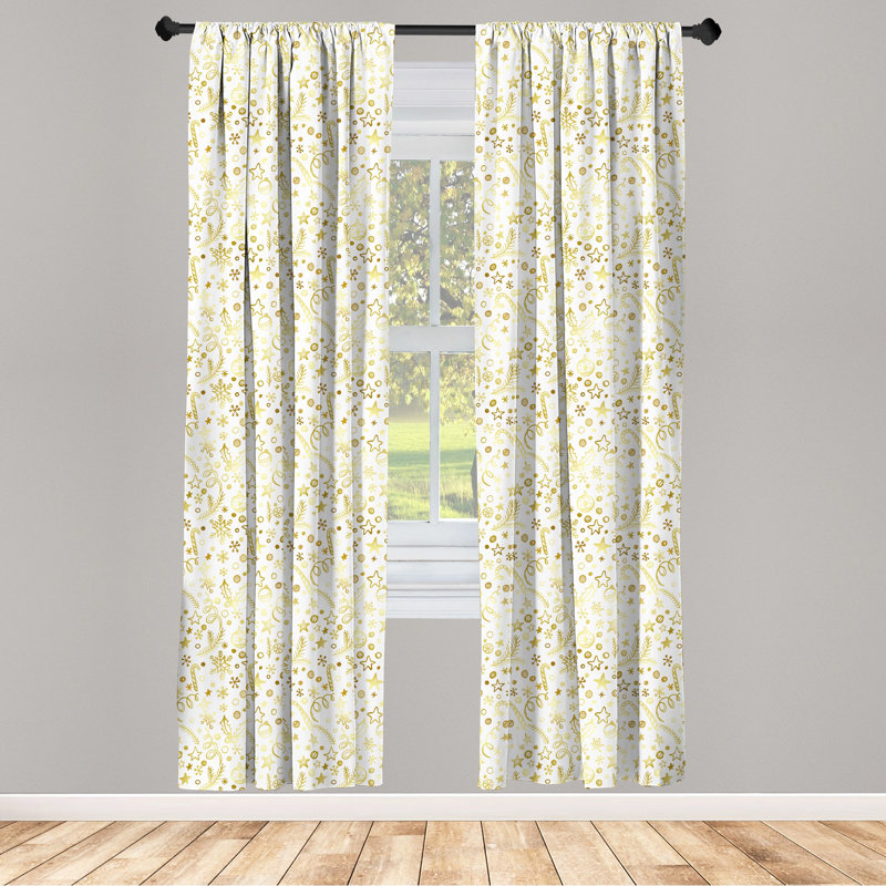 New Year's Eve Xmas Celebration Semi-Sheer Rod Pocket Sliding Panel, 28" x 95"