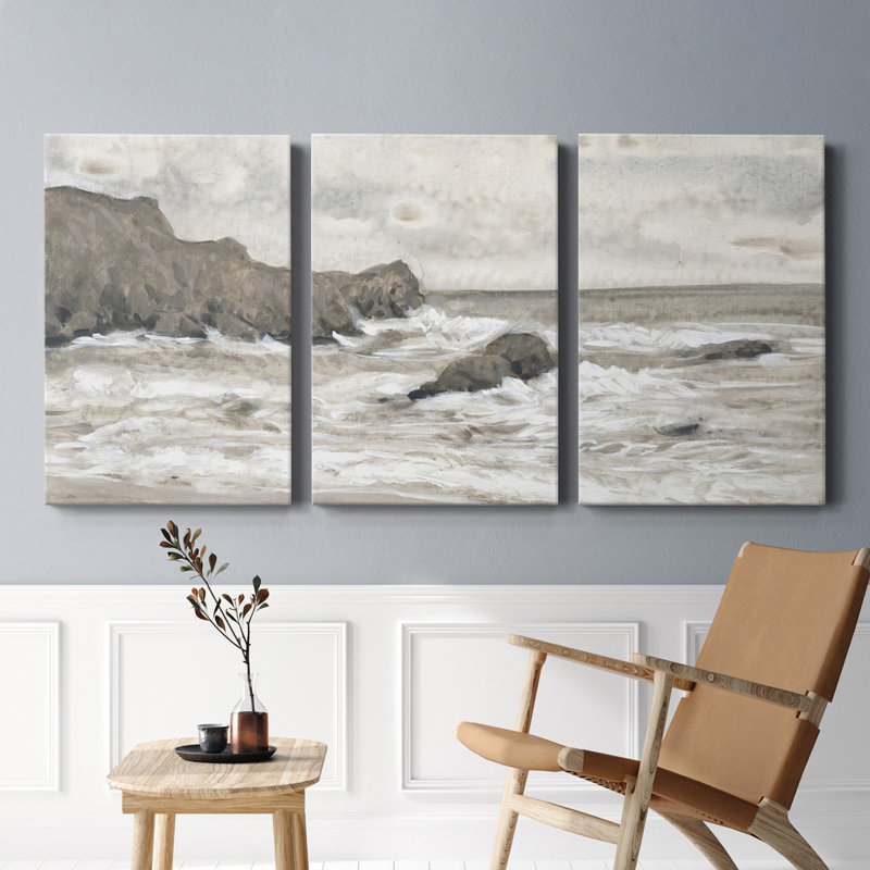 Coastal Shoreline II - Toile tendue avec châssis de qualité supérieure - Prêt à accrocher, H 36 po x l 72 po x P 1 po