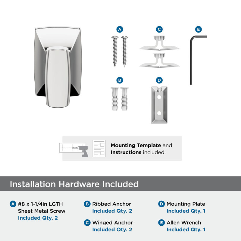 Highland Ridge Wall Mounted Robe Hook, Chrome