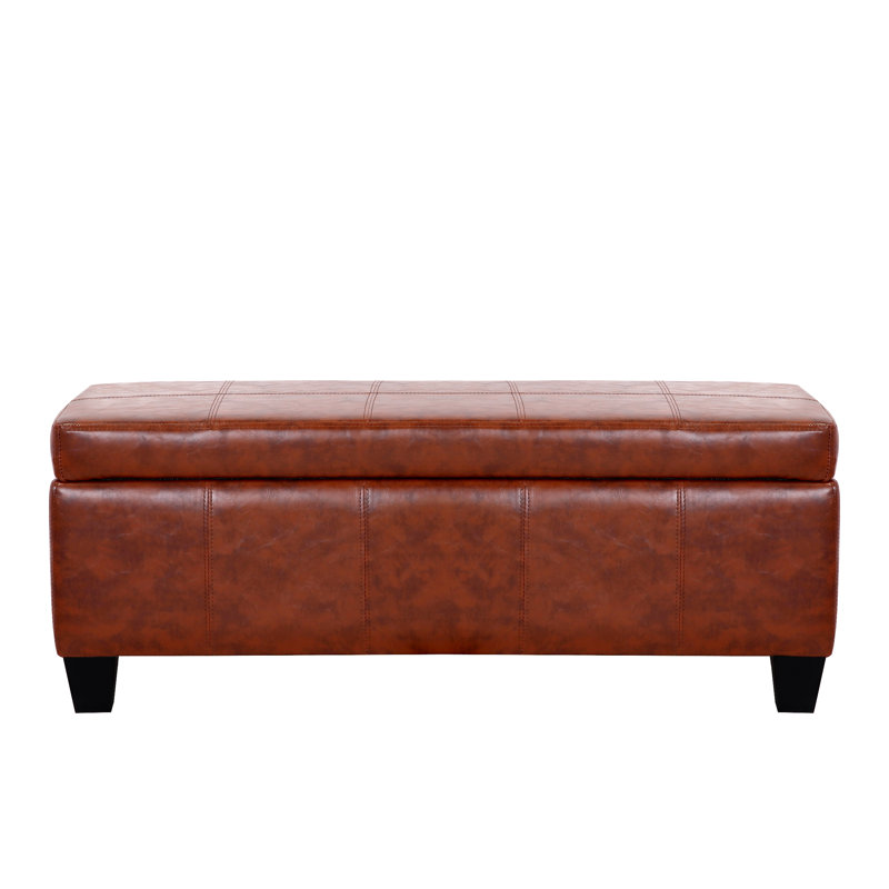 Carnet Faux Leather Upholstered Storage Bench, Brown