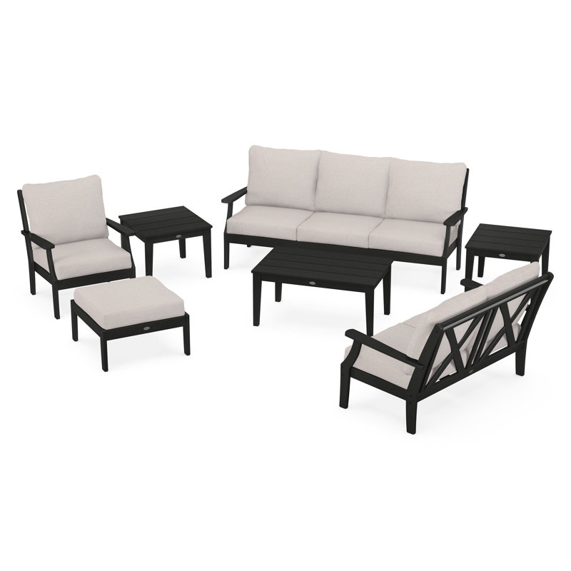 Braxton 7-Piece Deep Seating Set, Dune Burlap, Black