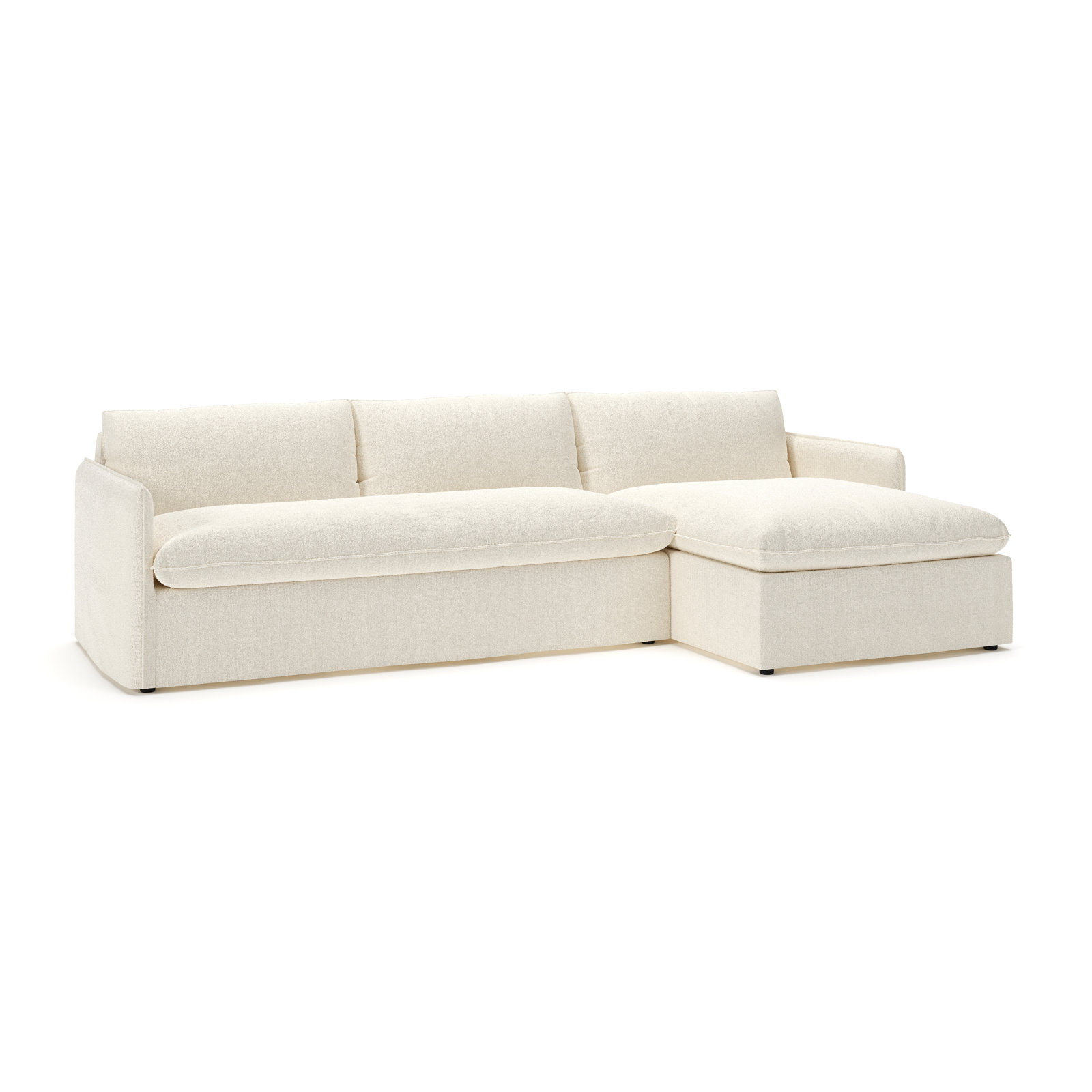 Bellatrix Sectional with Chaise, Davis Pearl Performance Bouclé, Right Hand Facing