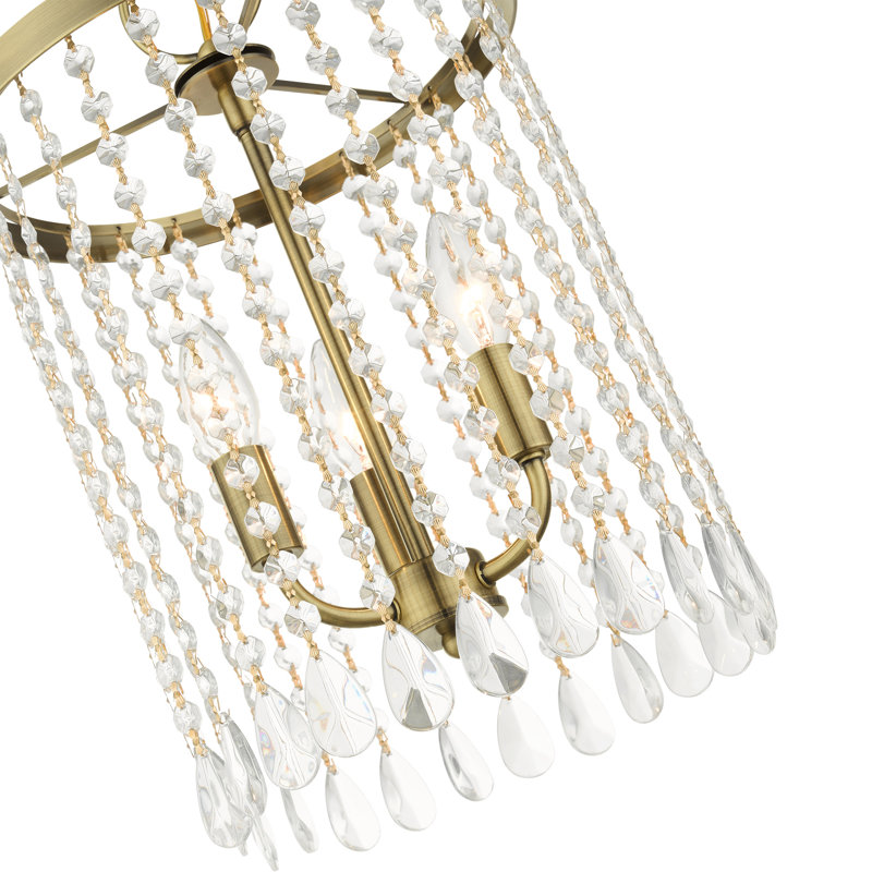 Lustre tambour 3 lumières classique, Laiton antique