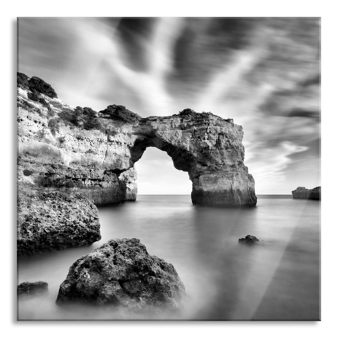 Glasbild Quadratisch | Wandbild Auf Echtglas | Riesiger Berg Im Meer Inkl. Aufhängung Und Abstandshalter GLAS_LQy15320 2