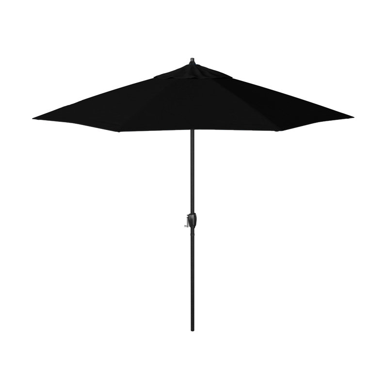 Parasol de marché en aluminium 9 pieds et manivelle à inclinaison automatique en oléfine, Tissu performance noir