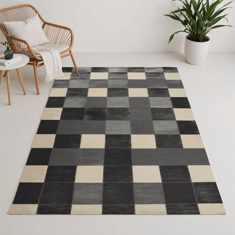 Tapis d'intérieur et d'extérieur à carreaux brun, Rectangle 9 pi x 12 pi