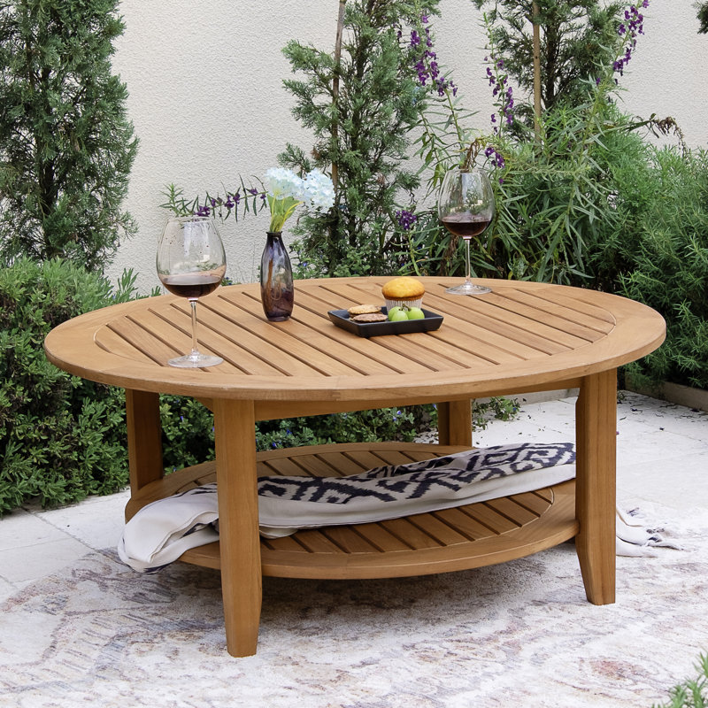 Ensemble de conversation d'extérieur Keaton 6 personnes en teck massif avec coussins, 3 Pcs: Table, 2 Sofas