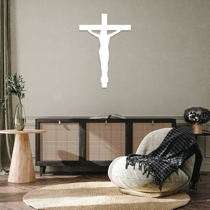 Art mural croix en crucifix - décoration murale religieuse chrétienne - silhouette de croix de Jésus, Noir