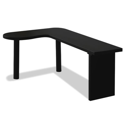 Black L-shaped Solid Wood Desk
