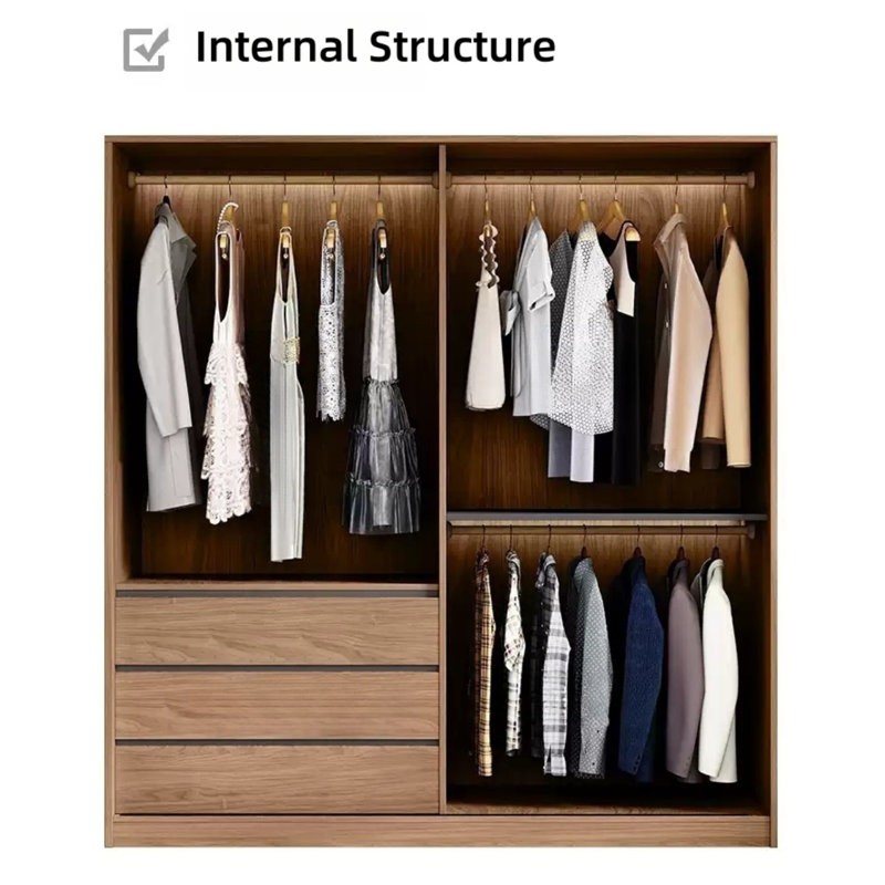 Simple Walnut Colour Closet, 102.36'' H x 62.99'' W x 23.62'' D