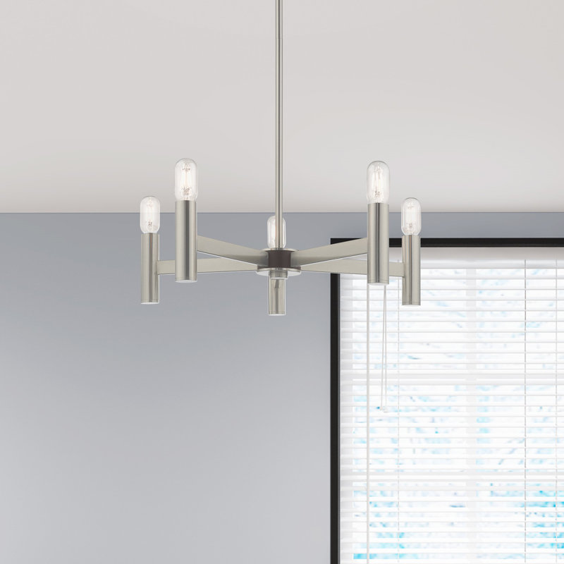 Lustre 5 lumières Martella, H 6 po x l 25 po x P 25 po, Nickel brossé