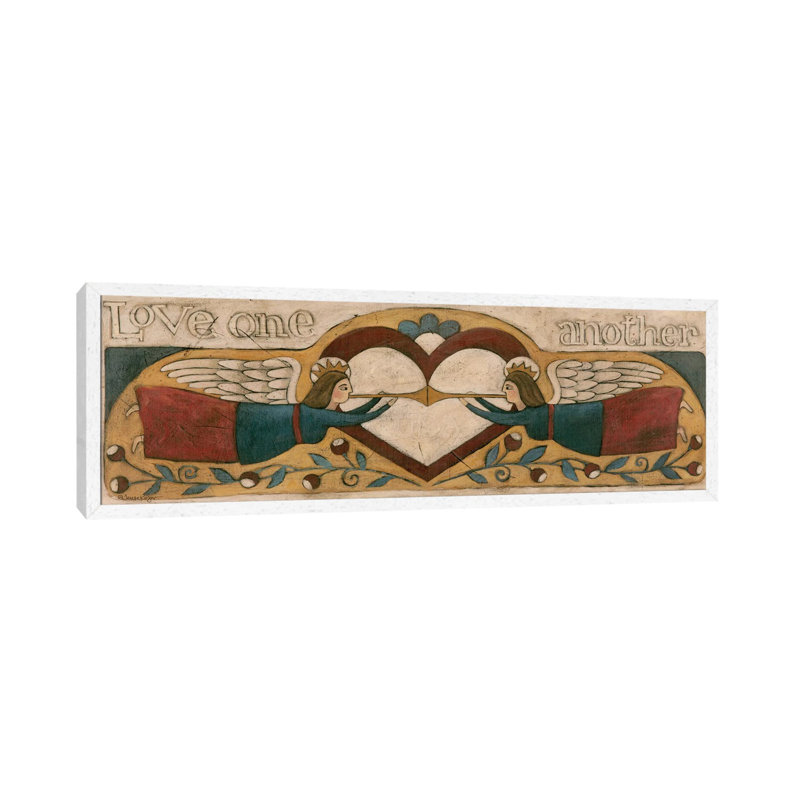 Love One Another by Teresa Kogut - Panoramic Painting on Canvas, 121.92 cm H x 40.64 cm W, White Framed