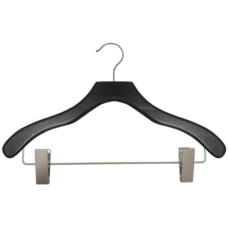 Wood Hangers With Clips for Suit/Coat, Black